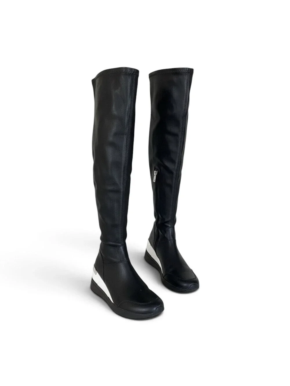 Michael Kors Ace Stretch High Over Knee Sneaker Boots Black Size ~6.5